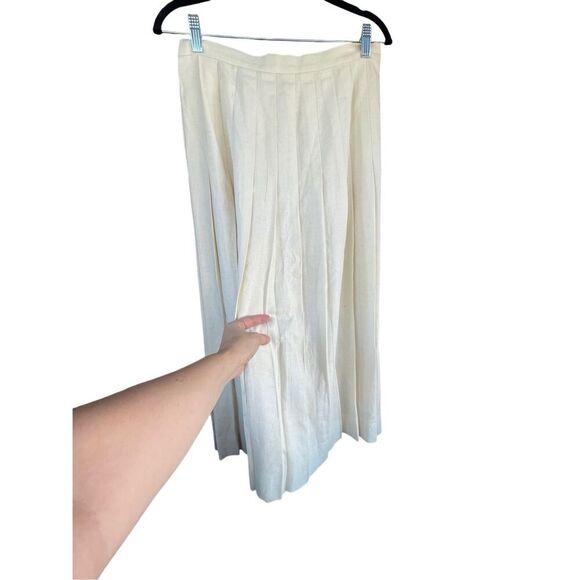 SK1 VTG J.G. Hook Pleated Linen Maxi Skirt White Size 14‎ - Picture 3 of 9